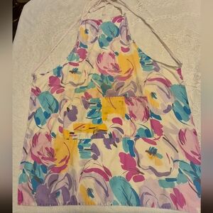 Vintage Floral Multicolor Women's Kitchen Apron - Pastel Pink, Blue & Yellow